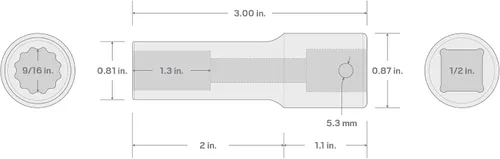 Vista 6 de TEKTON Llave de impacto de 12 puntos de 1/2 pulgada x 9/16 pulgadas de profundidad SID23214 (paquete de 2)