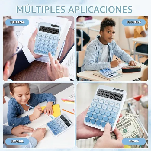 Vista 7 de Calculadora de interruptor mecánico con botones grandes, calculadoras de escritorio, 12 dígitos, energía de batería solar, calculadora