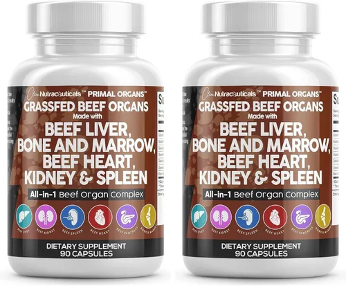 Vista 9 de Cápsulas de hígado de res alimentada con pasto de Clean Nutraceuticals - Suplemento de calidad premium empaquetado con corazón de res, bazo