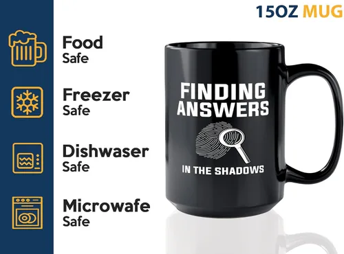 Vista 4 de Taza de café detective de 15 onzas, color negro, encontrando respuestas en - oficial de policía policía patrulla detective sheriff aplicación