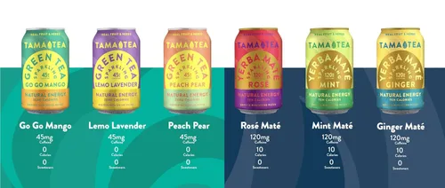 Vista 9 de Tama Tea - Té verde espumoso sin azúcar - Té verde helado orgánico Go Go Mango, cero calorías y cero carbohidratos, 45 mg de cafeína, sin