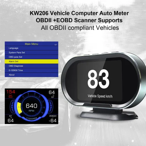 Vista 6 de Lector de código de escáner OBD2 2 en 1 y pantalla frontal HUD automática compatible con los 10 modos de prueba OBDII en todos los vehículos
