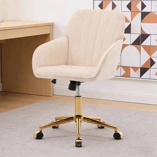 Vista 23 de Silla de escritorio de oficina en casa, cómoda silla de computadora de terciopelo con asiento de respaldo, 300 libras de altura ajustable ergonómica