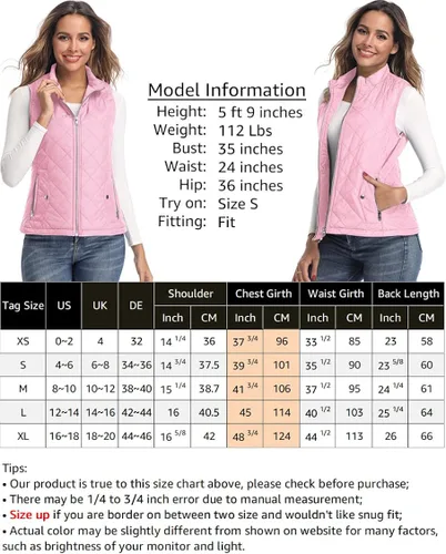 Vista 4 de Chaleco para exteriores de mujer chaleco acolchado ligero con cremallera y cuello alto