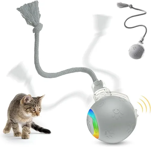 Vista 8 de Juguete interactivo para gatos, juguetes para gatos de interior, juguete automático de bola, juguete de bola de persecución para gatos con cola