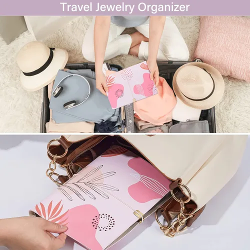 Vista 3 de Unicorn Castle Estuche organizador de viaje para joyas, organizador de libros, soporte para aretes, collar, bolsa de viaje con bolsa transparente