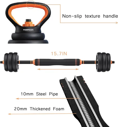 Vista 5 de Juego de mancuernas ajustables 4 en 1 para gimnasio en casa, juego de mancuernas de peso libre de 44 libras con conector utilizado como soporte