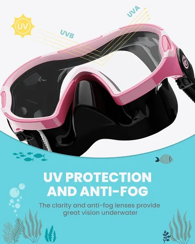 Vista 3 de OutdoorMaster Stingray - Gafas de natación para niños con cubierta para la nariz, máscara de buceo para niños, gafas de natación antivaho para niños