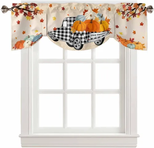Vista 52 de Cenefas de Navidad de invierno para ventanas, cortinas de cocina con bolsillo para barra, cortinas con aislamiento térmico para ventana de baño
