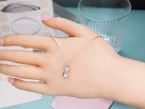 Vista 7 de Regalos para hermanas de hermana, collar de plata de ley con dos infinitos entrelazados con doble corazón, joyería de cumpleaños, collares de regalo