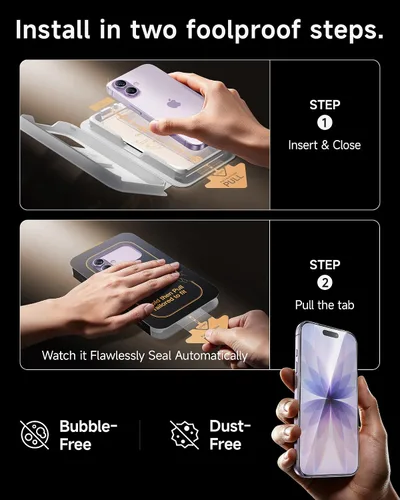 Vista 8 de SMARTDEVIL Corning™ - Protector de pantalla para iPhone 17, vidrio templado transparente HD 9H+, reforzado máximo a prueba de roturas, instalación