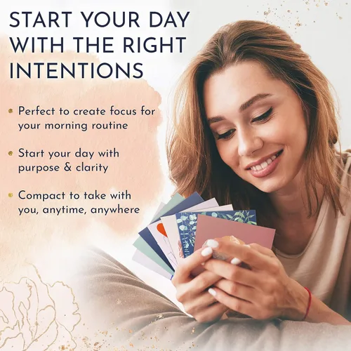 Vista 8 de RYVE 52 tarjetas de afirmación positiva para mujeres, indicaciones de atención plena con citas inspiradoras para motivación diaria y meditación