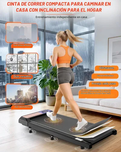 Vista 3 de Walking Pad with Incline 10% & Decline -4%, Under Desk Treadmill for Office, Portable Treadmills, Compact Treadmill for Small Space, 265lbs