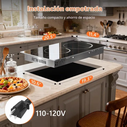 Vista 6 de Quemador eléctrico de 2 quemadores para encimera (110 V, enchufable)