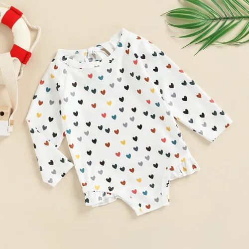 Vista 44 de MERSARIPHY Traje de baño de una pieza para niña pequeña, traje de baño de manga larga, traje de baño para niñas