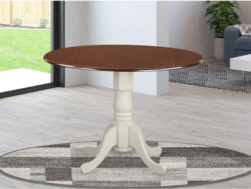 Vista 49 de HomeStock Mesa de comedor redonda de madera, mesa de cocina resistente para espacios pequeños, color negro y cereza/36 pulgadas sin gotas