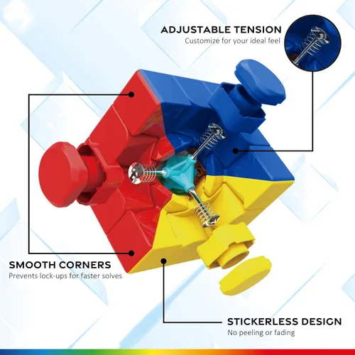 Vista 3 de Goliath NEXcube - Cubo clásico de velocidad sin calcomanías de 3 x 3, súper suave para un juego de acción rápido, rompecabezas para resolver