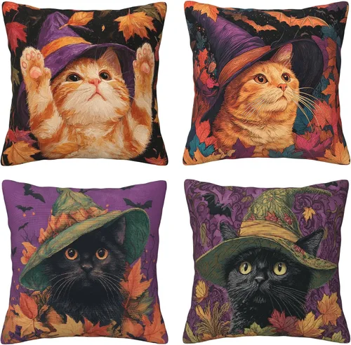 Vista 15 de Worltoldb Juego de 4 fundas de almohada de oso de Navidad con ciervo, para invierno, de Navidad, decorativas, de lino suave, funda de cojín cuadrada