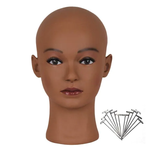 Vista 10 de HAIRWAY Cabeza de maniquí calva para mujer, cabeza de maniquí calva para hacer pelucas y exhibir cabeza de muñeca con pasadores en T gratis