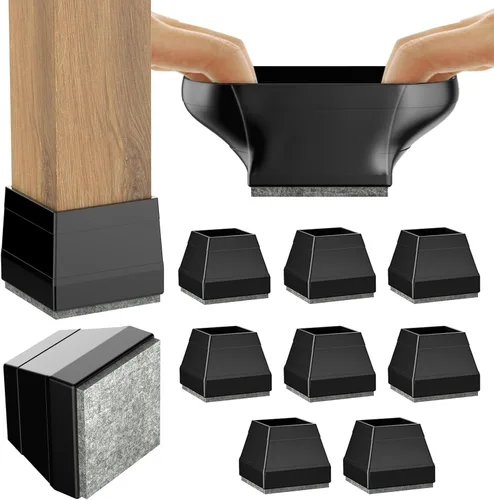 Vista 15 de Protectores cuadrados pequeños de silicona para patas de silla con fieltro envuelto, tapas negras para patas de muebles, antiarañazos antiruido, 16