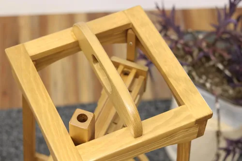 Vista 8 de Pyramid - Juguete de madera con diseño de torre de mármol, 39 pulgadas de alto, paquete de canicas incluido (acabado de mancha de cosecha)