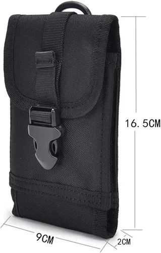 Vista 2 de Bolsa De Cintura De Nylon Táctica Para IPhone 11 Pro X XS Max XR 7 8 Plus 6 6S - Negro