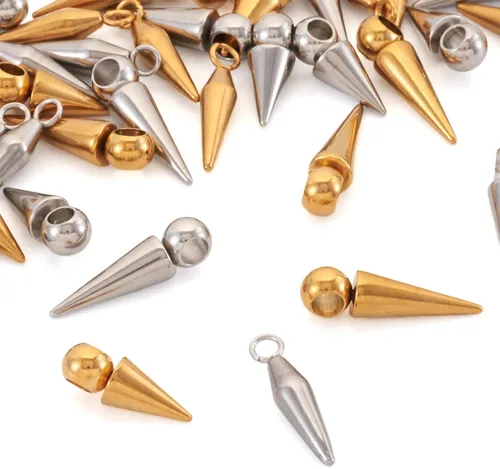 Vista 9 de 150 dijes de cuentas con forma de espiga, estilo tibetano, forma de cono de bala larga, para manualidades, collares, aretes, joyería