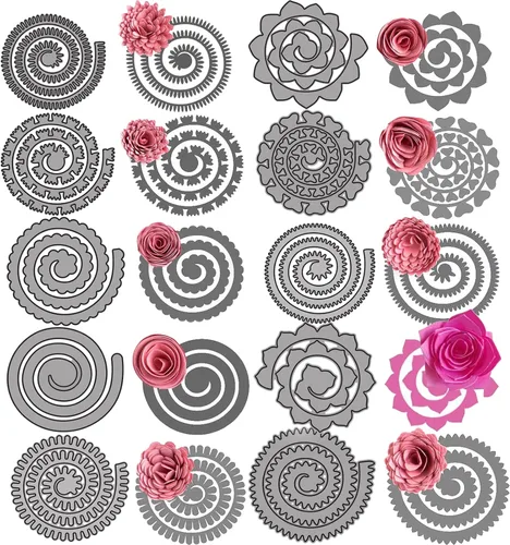 Vista 12 de 10 piezas de troqueles de metal de flores en espiral 3D para hacer tarjetas DIY, álbumes de recortes, troqueles en relieve, plantilla de punzón