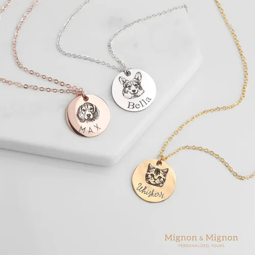 Vista 3 de Collar MignonandMignon LCN-AP personalizable, joyería con diseño de gato y perro, portaretratos, regalo único.