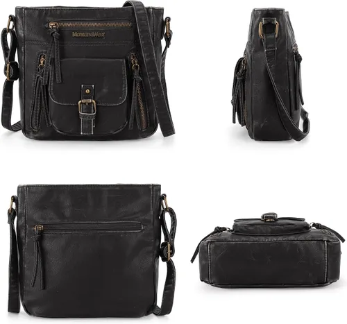 Vista 6 de Montana West Crossbody Bag for Women Soft Washed Leather Multi Pocket Shoulder Purses