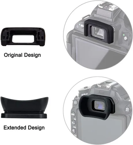 Vista 2 de JJC 2 tipos de visor ocular para Nikon D780 D750 D610 D3500 D3400 D5600 D5500 D7500 D7200, diseño largo suave + sombra de ojos original que