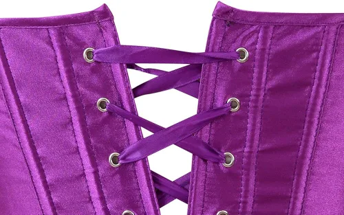 Vista 5 de Conjunto de lencería sensual para mujer, corsé de satén negro modelador de cintura