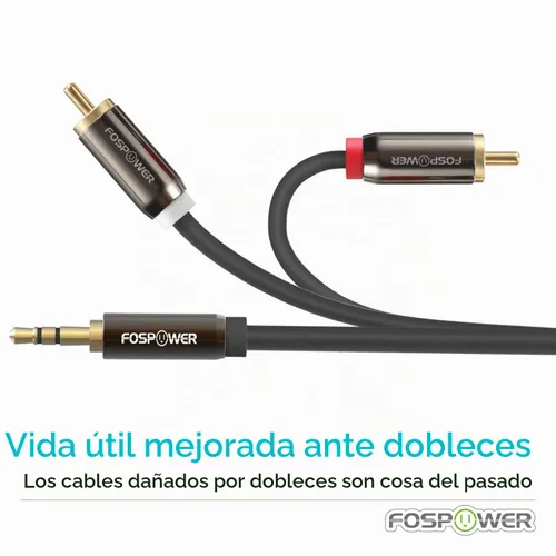 Vista 8 de FosPower Cable de 3.5mm a RCA (183 cm), Cable de audio RCA chapado en oro de 24K macho a macho, cable auxiliar estéreo [izquierdo/derecho] adaptador