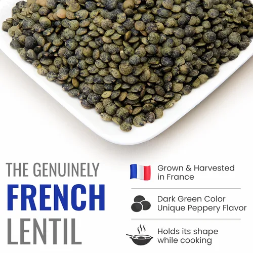 Vista 3 de Straight From France Genuinely French, Lentejas verdes francesas certificadas sin OMG, Lentejas secas 100% naturales, ricas en proteína vegetal