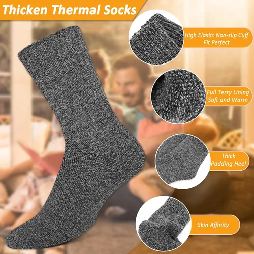 Vista 5 de VoJoPi Wool Socks Mens 5 Pairs Thermal Warm Winter Socks for Men Super Soft Cozy Boot Socks for Cold Weather