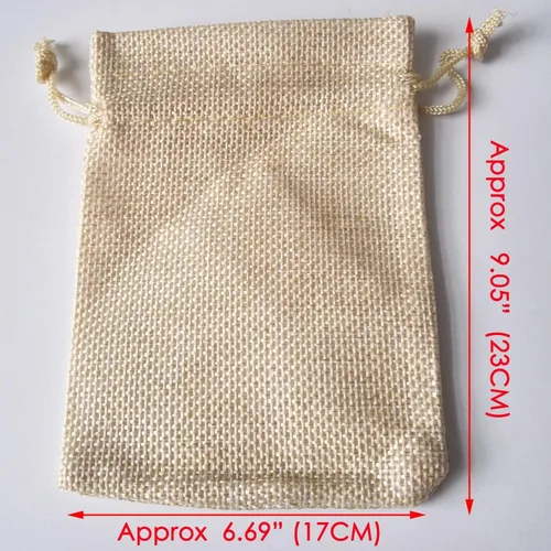 Vista 6 de Bolsas de yute con cordón de ajuste de algodón para regalos, 50