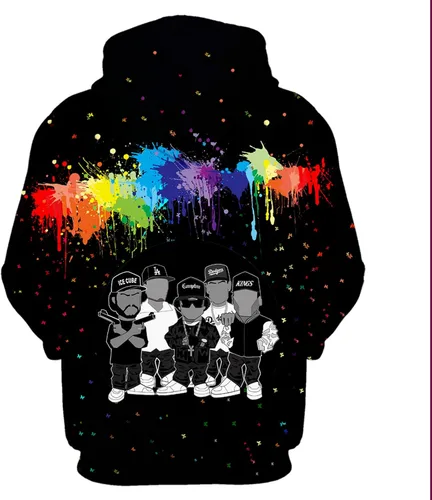 Vista 2 de Sudadera con capucha de hip hop para hombre y mujer diseño de graffiti callejero con estampado 3D