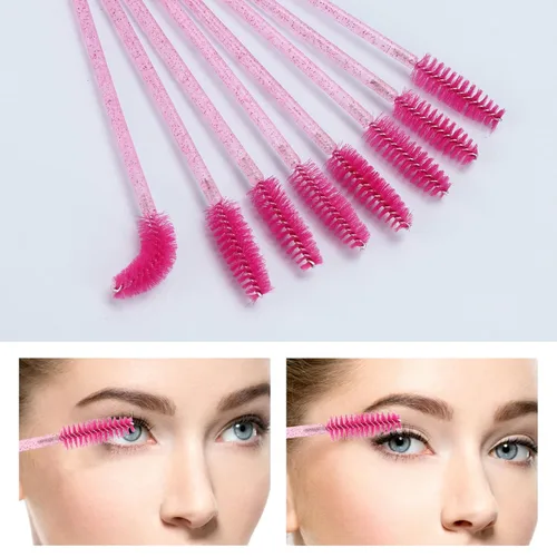 Vista 4 de 100 varitas desechables para rímel de pestañas de doble extremo, cepillo de labios, aplicador de lápiz labial, brocha para extensiones de pestañas