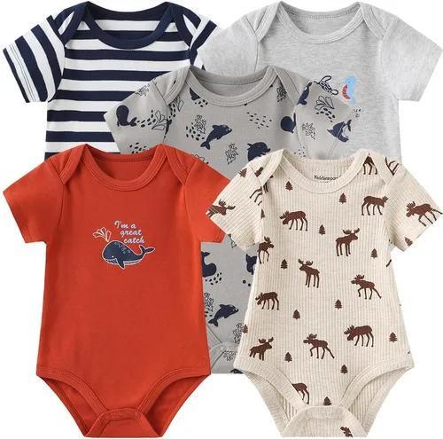 Vista 15 de Kiddiezoom Mameluco unisex de algodón de una pieza para bebé recién nacido, 5