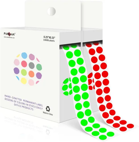 Vista 25 de PARLAIM Calcomanías de punto de código de color de 0.25 pulgadas, 1000 calcomanías de codificación en rollo para oficina, aula de estudiantes, Agua