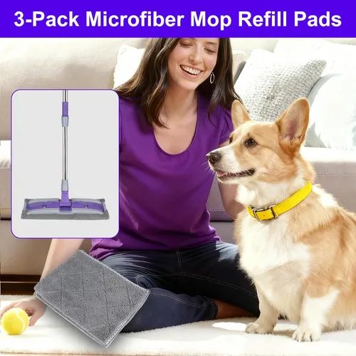 Vista 5 de Paquete de 3 almohadillas de repuesto de mopas de microfibra para trapeador de 14 pulgadas (gris)