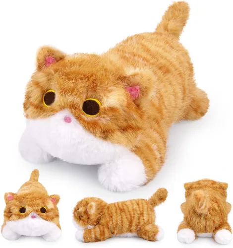 Vista 14 de Peluche de gato negro con peso, lindos animales de peluche con peso para niños, realista y suave, abrazable, regalo para niñas y niños