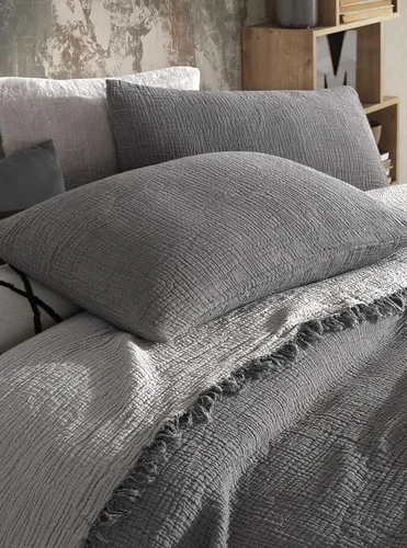 Vista 87 de Manta de gasa de algodón puro suave de 4 capas de 50 x 60 pulgadas, prelavada, sin flecos, manta de muselina ligera para uso multiusos y regalo Azul