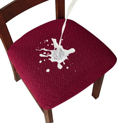 Vista 19 de Genina Fundas de Asiento para Silla de Comedor Fundas de Asiento Deslizables Fundas de Silla de Cocina (Beige, 2 Piezas)