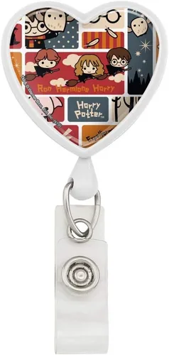 Vista 12 de Harry Potter lindo patrón Chibi corazón cordón retráctil carrete insignia tarjeta de identificación titular