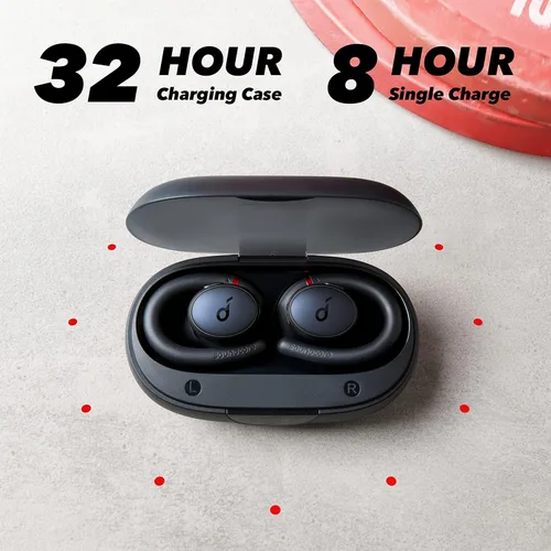 Vista 6 de Soundcore Anker-Auriculares entrenamiento Sport X10, true wireless bluetooth 5.2, ganchos giratorios orejas, graves profundos, IPX7, prueba sudor