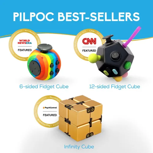 Vista 7 de PILPOC theFube Cubo Infinito Fidget Toys para Adultos - Cubo Mágico Infinito de Aluminio con Estuche, Resistente, Pesado, Alivio del Estrés