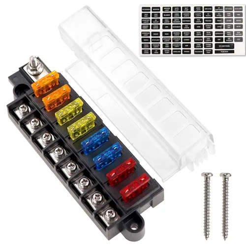 Vista 8 de Caja de fusibles de hoja de 4 vías con cubierta DC 32V ATO Blade Fuse Box Block Holder para coche barco