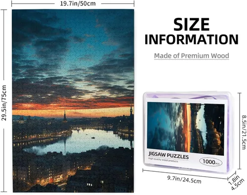 Vista 2 de Cityscape - Rompecabezas de madera de 1000 piezas, rompecabezas de fotos personalizados para adultos, amigos, rompecabezas de fotos, regalos