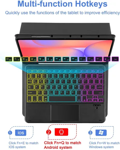 Vista 3 de MePadKey Funda de teclado Touchpad para tableta Samsung Galaxy Tab S10 Lite/S10 FE/S9 FE 10.9 pulgadas/S9 11 pulgadas 2025/2023, retroiluminación